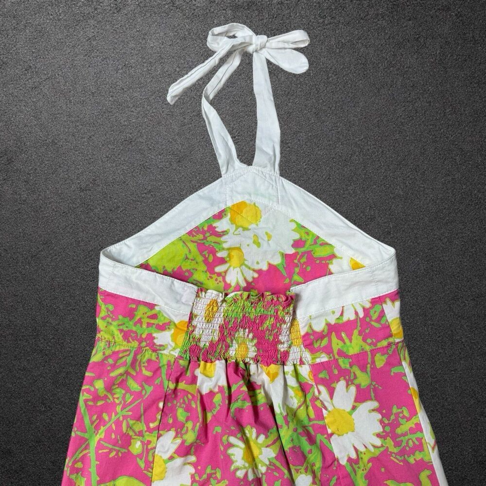 Lilly Pulitzer Halter Dress Girls 8 Floral Daisies Crochet Hotty Pink Resort - Picture 4 of 11